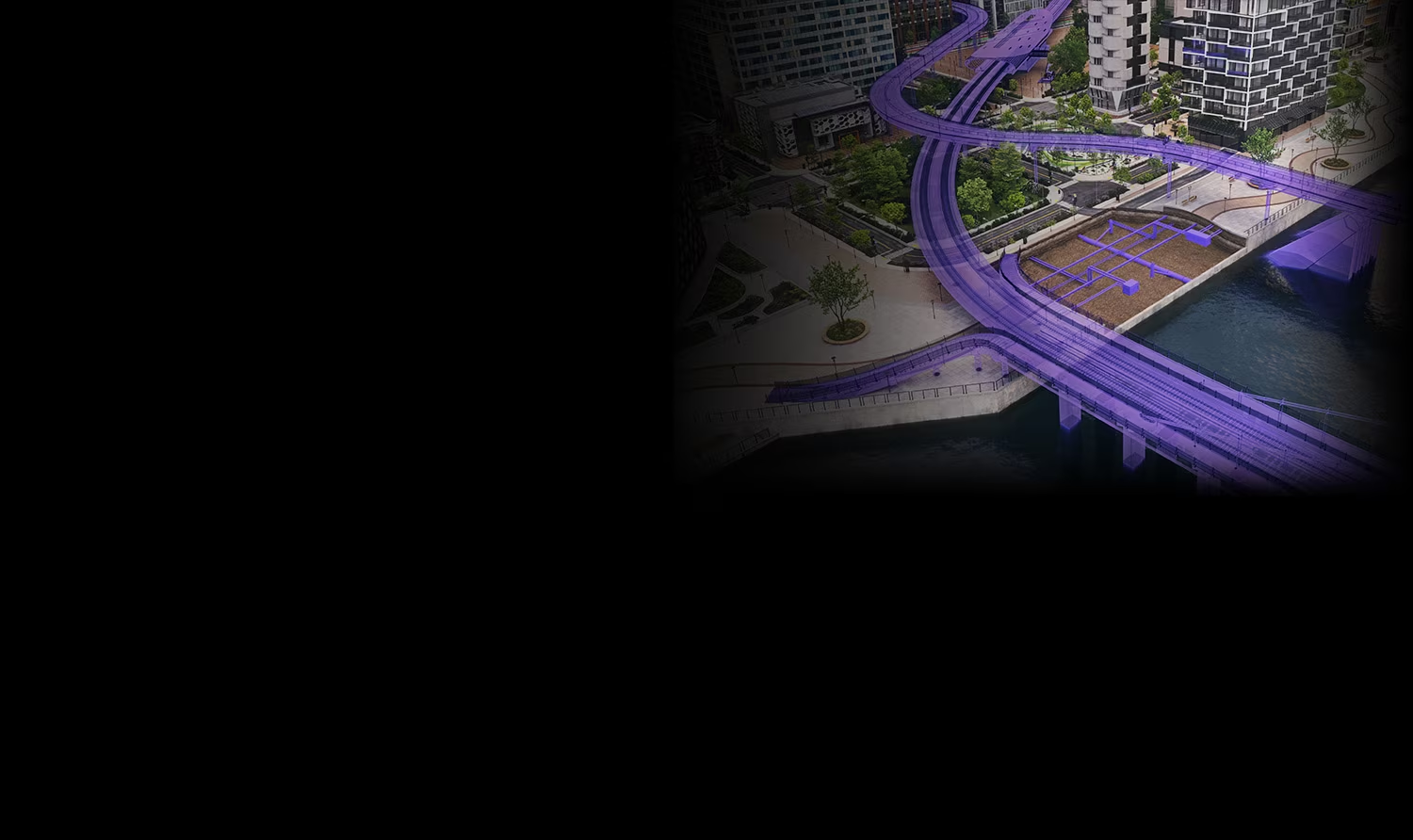 A rendering created in Autodesk AutoCAD shows the inside and outside of tiny home with chairs and green space near the patio.