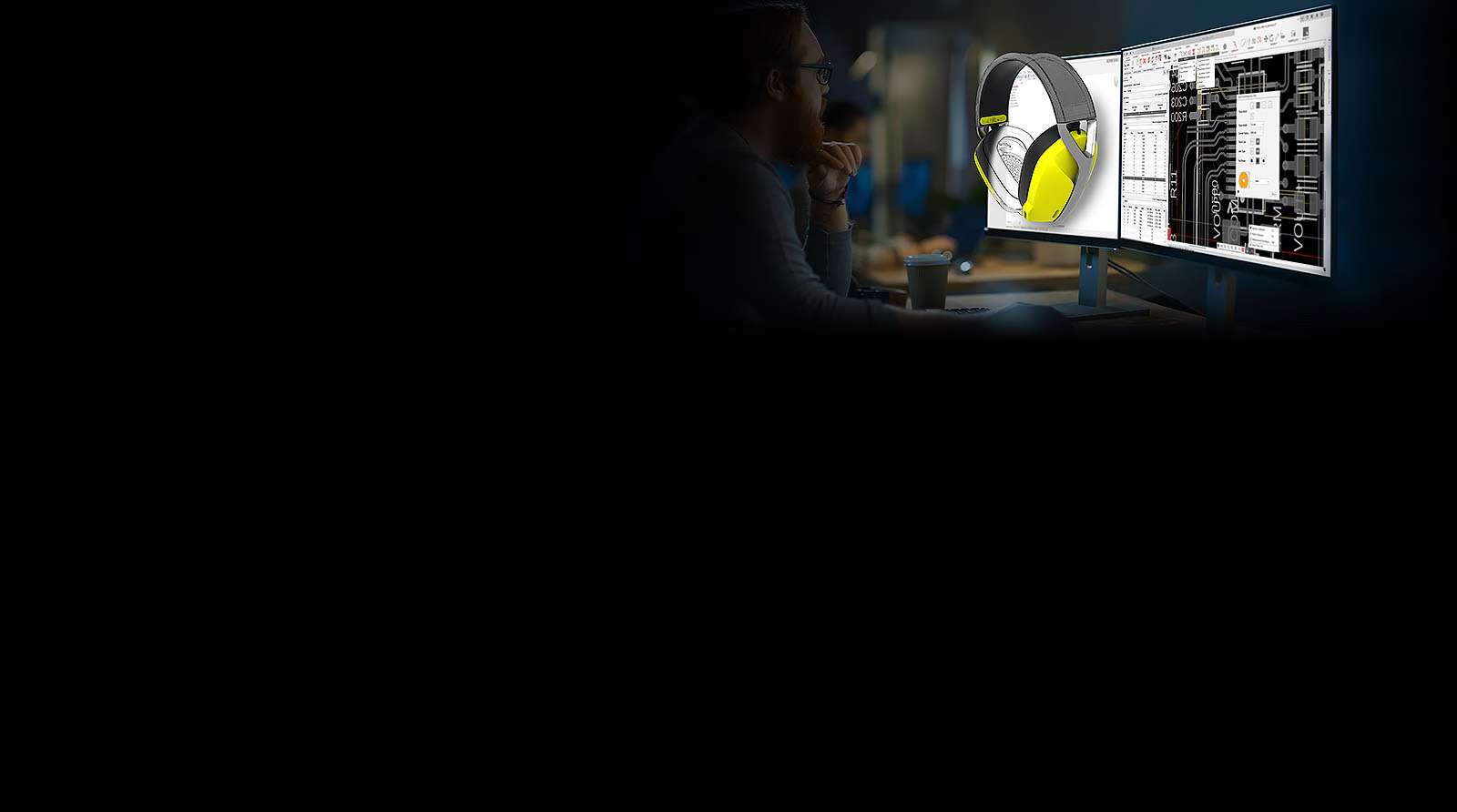 A rendering created in Autodesk AutoCAD shows the inside and outside of tiny home with chairs and green space near the patio.